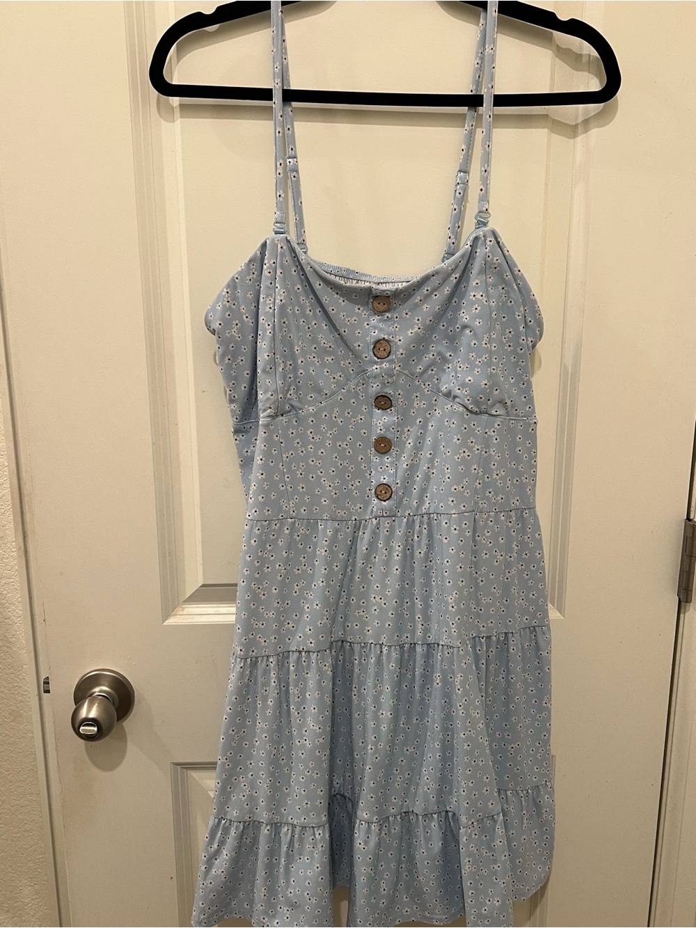 Light Blue Floral Button Front Sundress